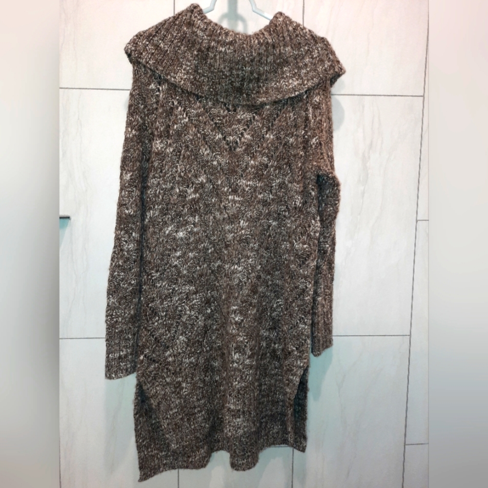 Ruff Hewn heathered brown women's 2x high low, tunic sweater EUC